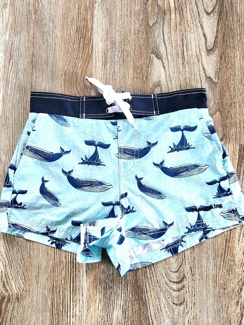 Meegsking Whale Print Board Short Womens XS Blue Navy 3 Pocket Lined